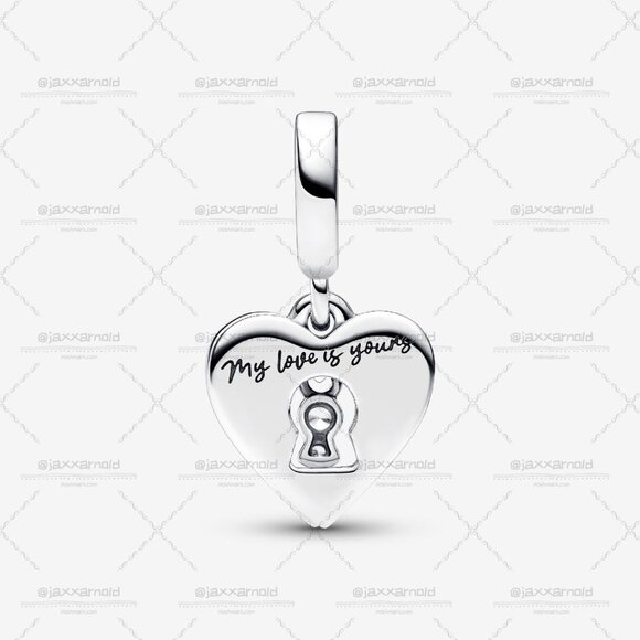 Pandora Red Heart & Keyhole Double Dangle Charm - Picture 2 of 5